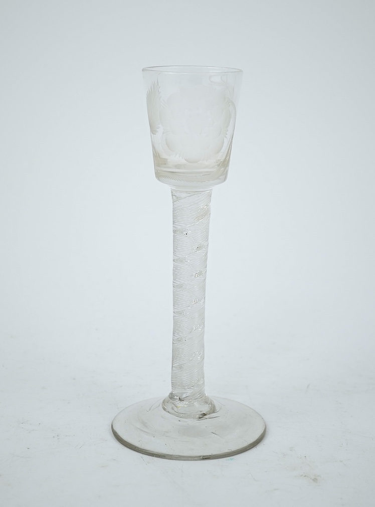 A Jacobite cordial glass, c.1750